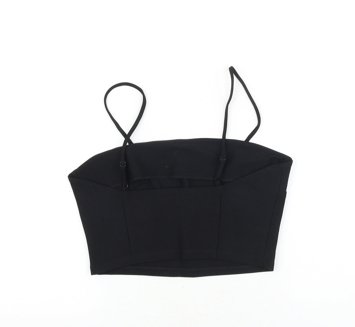 Topshop Womens Black Viscose Cropped Tank Size 12 Square Neck