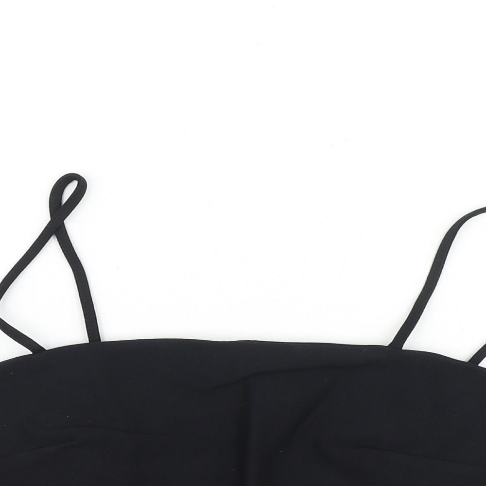 Topshop Womens Black Viscose Cropped Tank Size 12 Square Neck