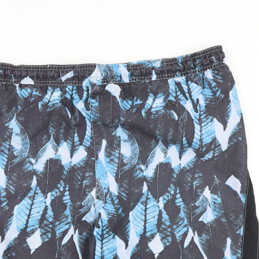 Speedo Mens Black Geometric Polyester Sweat Shorts Size M Regular Drawstring - Swim Shorts