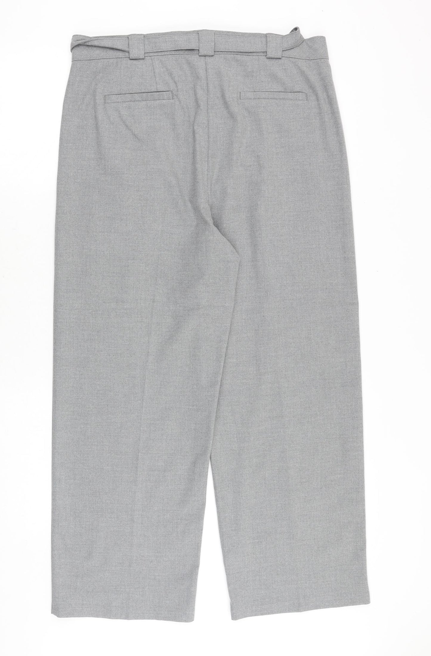 Marks and Spencer Womens Grey Polyester Trousers Size 16 Regular Tie