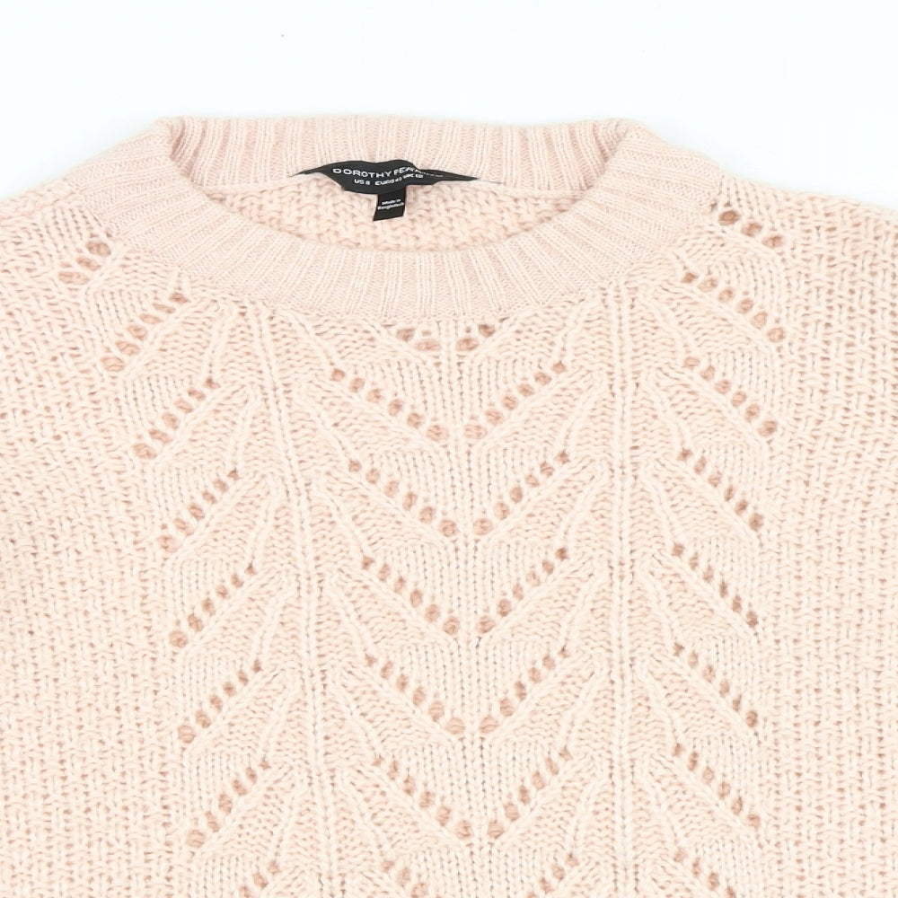 Dorothy Perkins Womens Pink Round Neck Acrylic Pullover Jumper Size 12