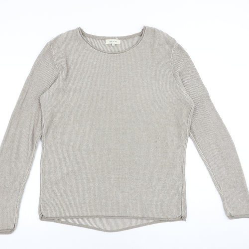 River Island Mens Beige Round Neck Acrylic Pullover Jumper Size L Long Sleeve