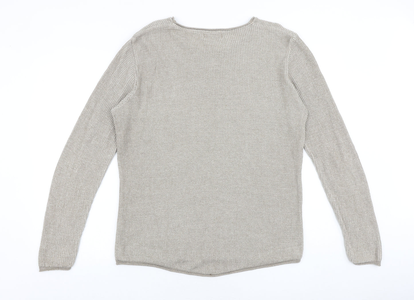 River Island Mens Beige Round Neck Acrylic Pullover Jumper Size L Long Sleeve