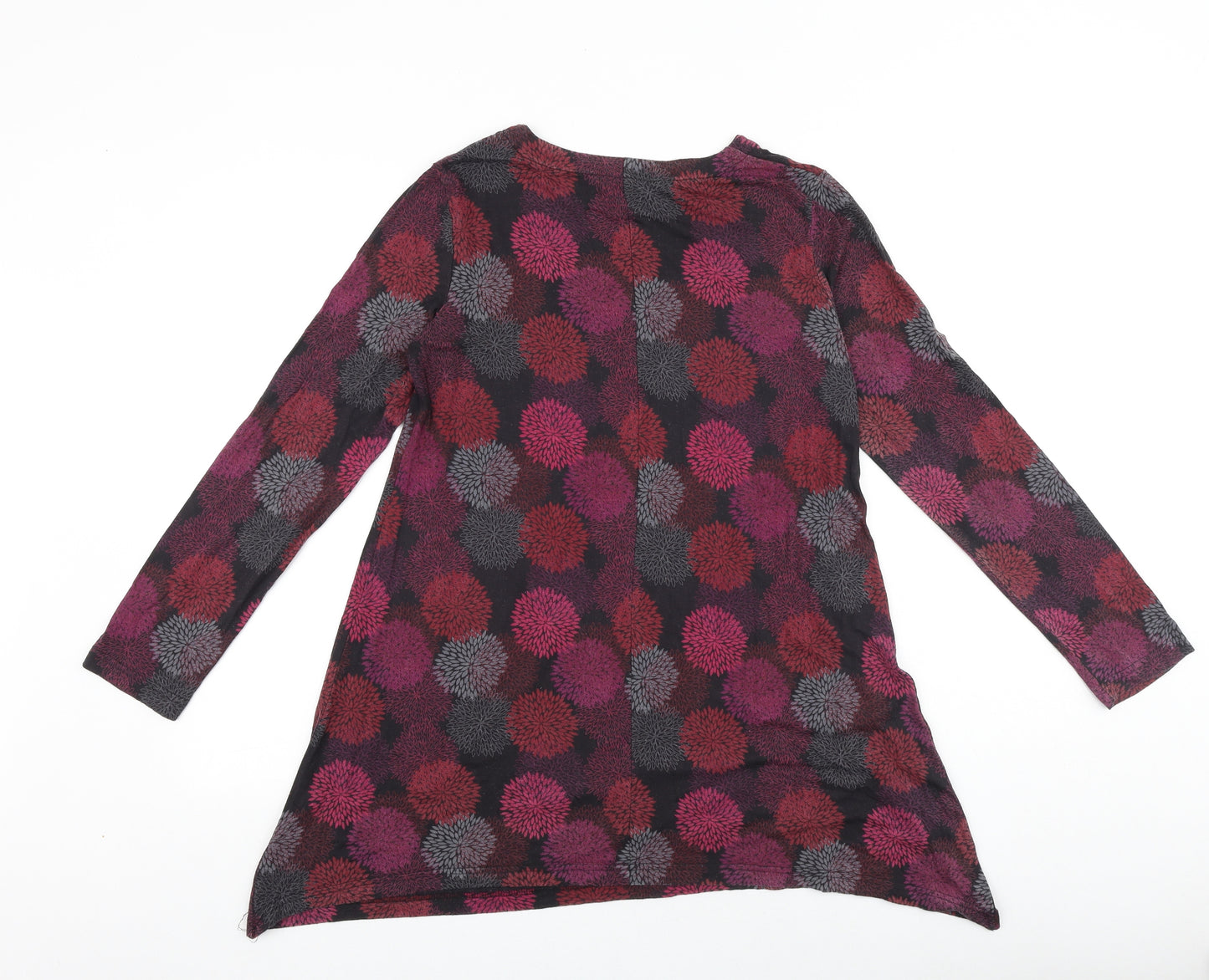 Capri Womens Black Geometric Viscose Basic T-Shirt Size 12 Scoop Neck