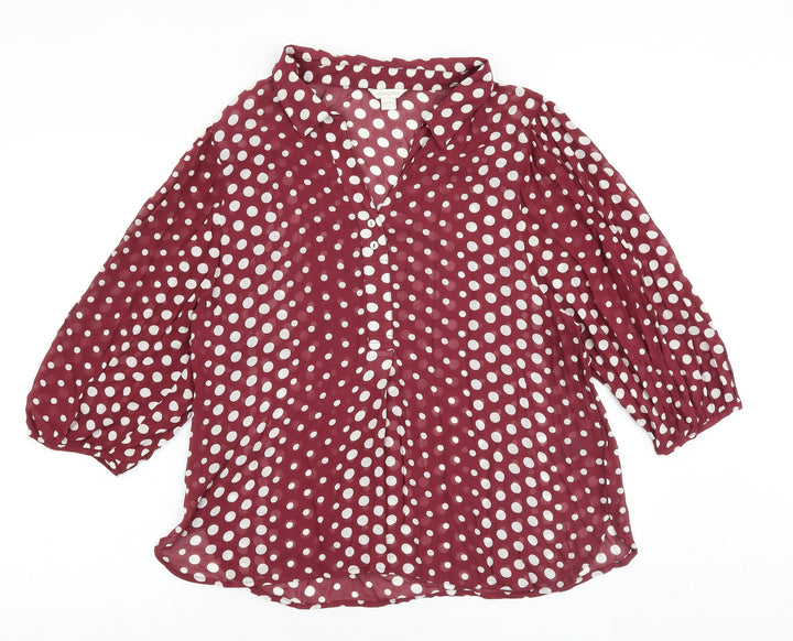 Monsoon Womens Purple Geometric Viscose Basic Blouse Size 14 Collared