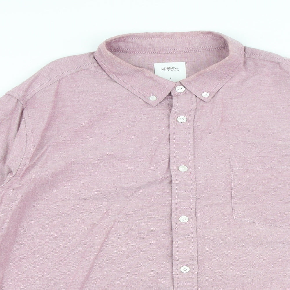 Burton Mens Pink Cotton Button-Up Size L Collared Button