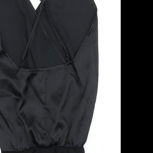 ASOS Womens Black Polyester Bodysuit One-Piece Size 10 Snap - Wrap Front Detail
