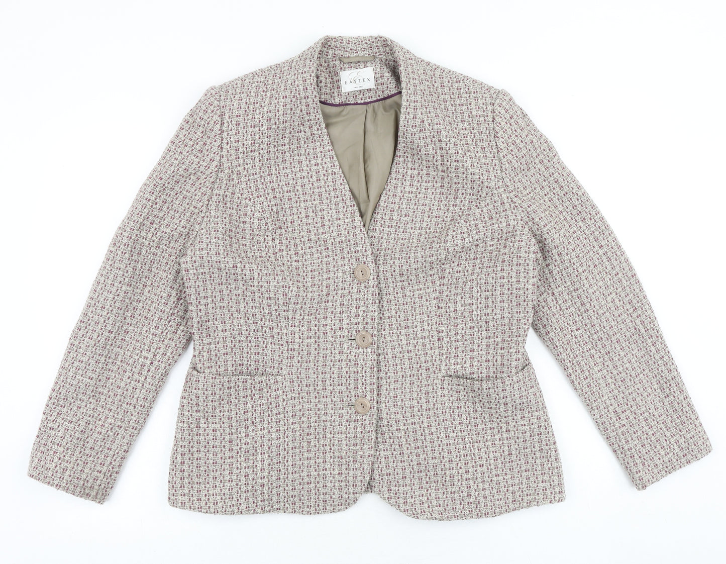 Eastex Womens Multicoloured Geometric Jacket Blazer Size 14 Button