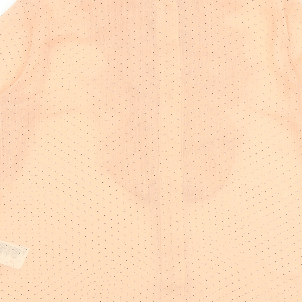 H&M Womens Pink Polka Dot Polyester Basic Button-Up Size 8 Collared