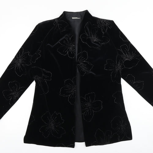 Scott&Taylor Womens Black Geometric Jacket Blazer Size 14 Button - Flower