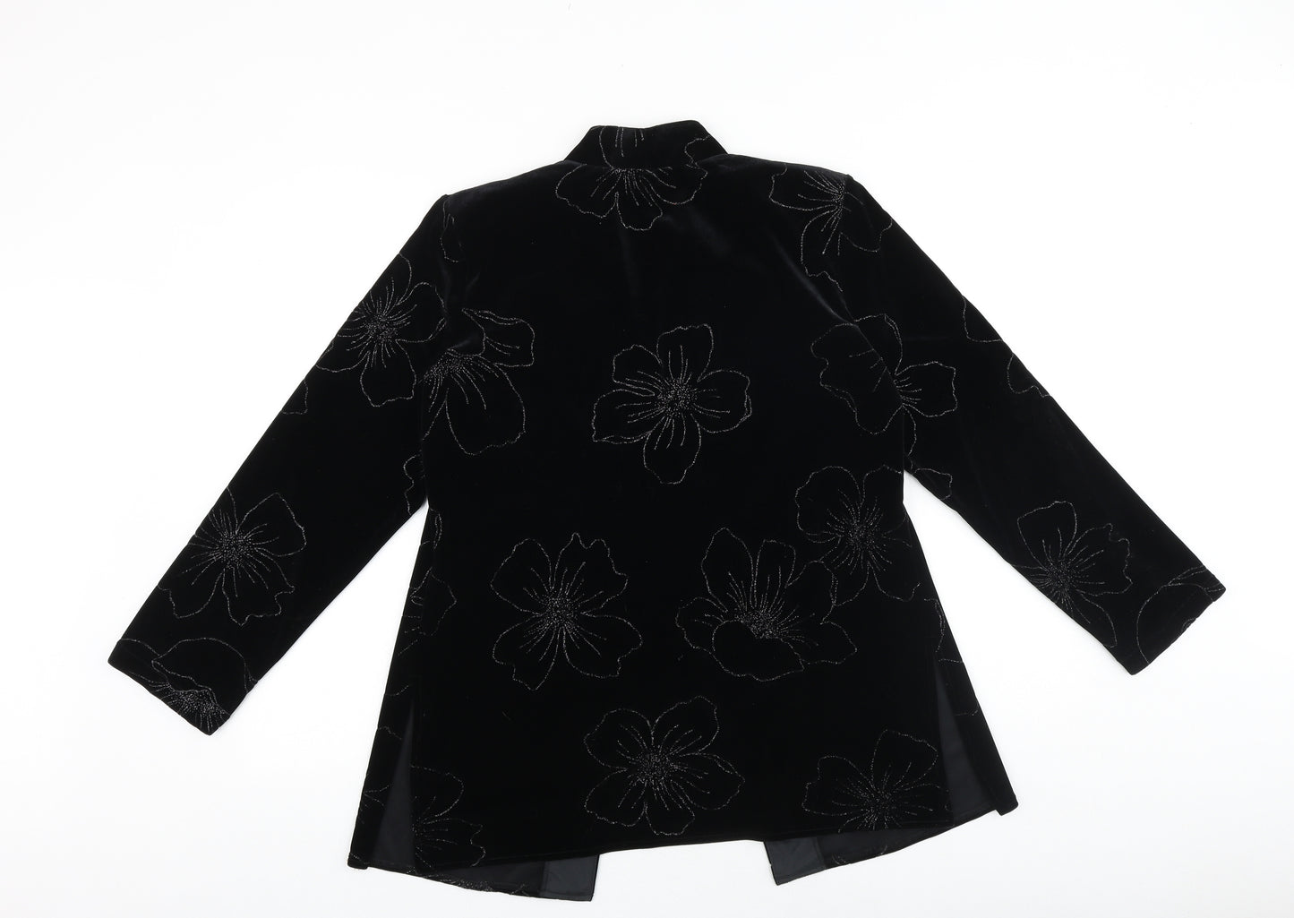 Scott&Taylor Womens Black Geometric Jacket Blazer Size 14 Button - Flower