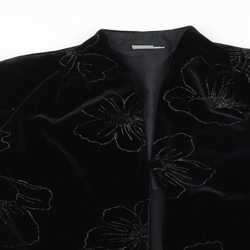 Scott&Taylor Womens Black Geometric Jacket Blazer Size 14 Button - Flower
