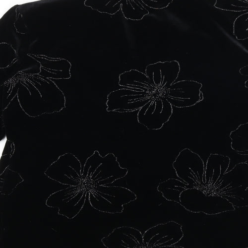 Scott&Taylor Womens Black Geometric Jacket Blazer Size 14 Button - Flower
