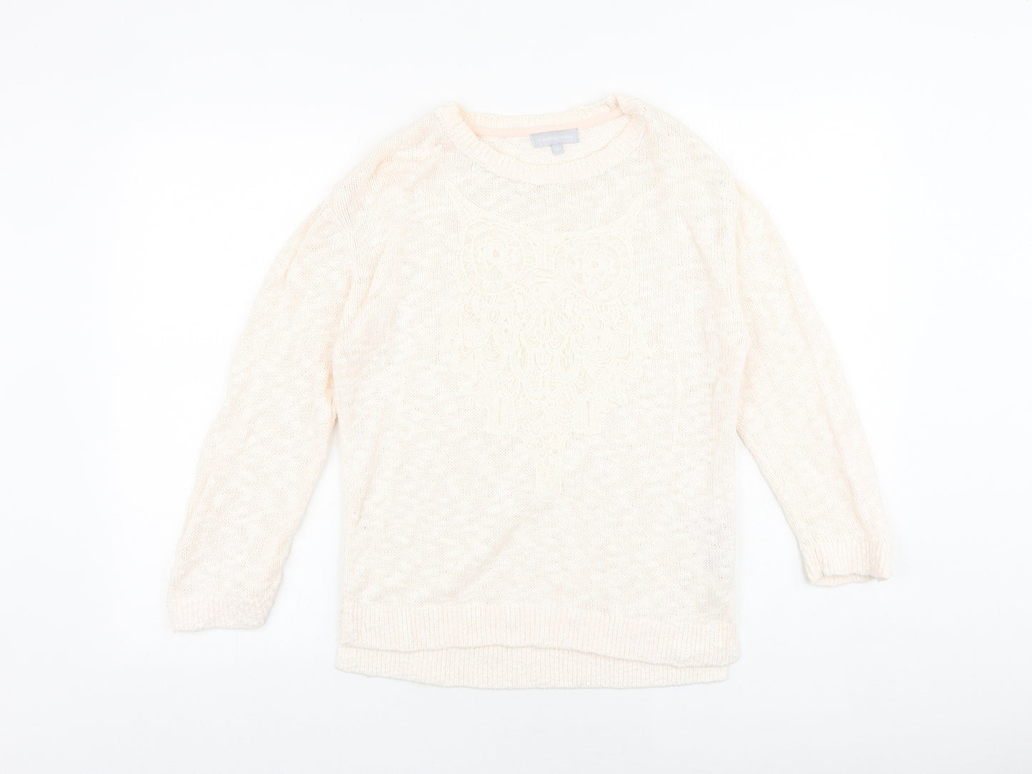 Debenhams Womens Orange Round Neck Acrylic Pullover Jumper Size 12 - Owl Print