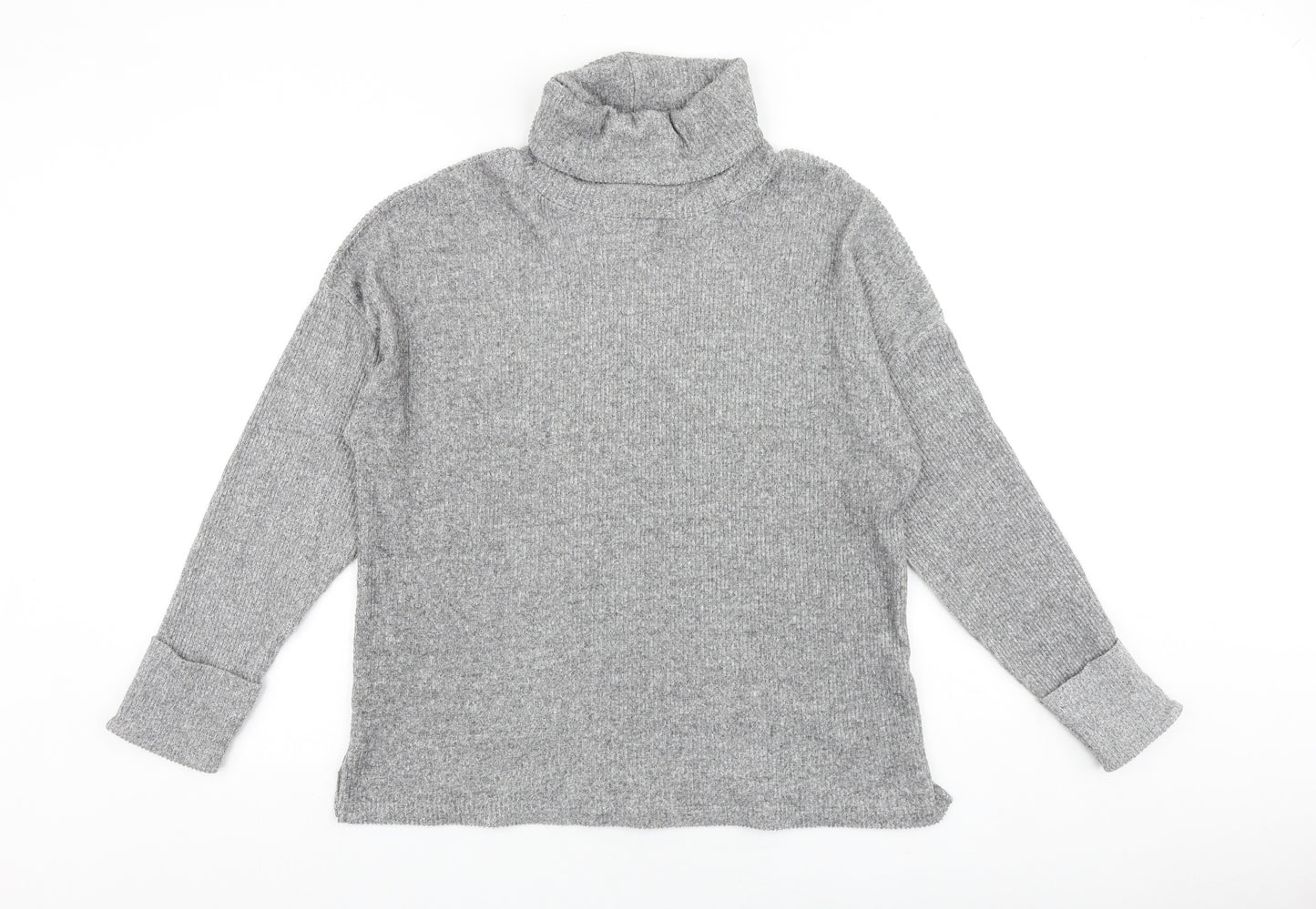 Papaya Womens Grey Roll Neck Polyester Pullover Jumper Size L