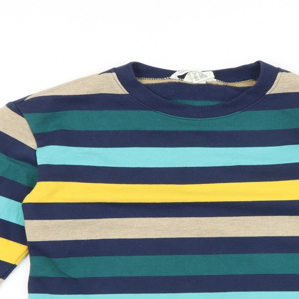 H&M Boys Multicoloured Striped Cotton Pullover Sweatshirt Size 7-8 Years Pullover