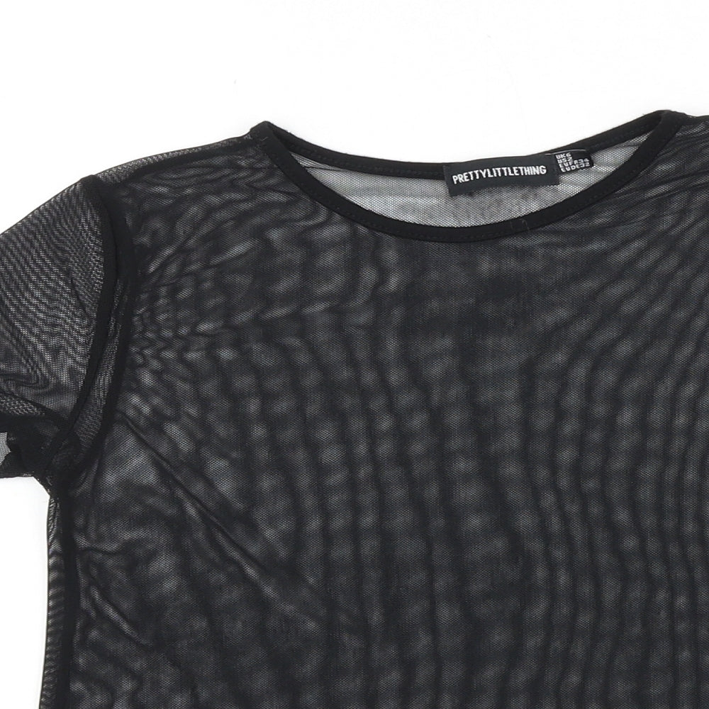 PRETTYLITTLETHING Womens Black Polyester Basic Tank Size 6 Round Neck