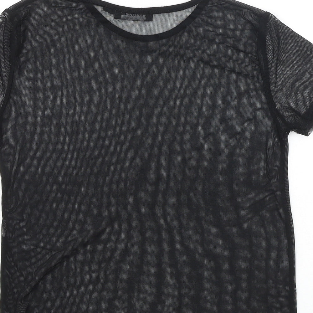 PRETTYLITTLETHING Womens Black Polyester Basic Tank Size 6 Round Neck