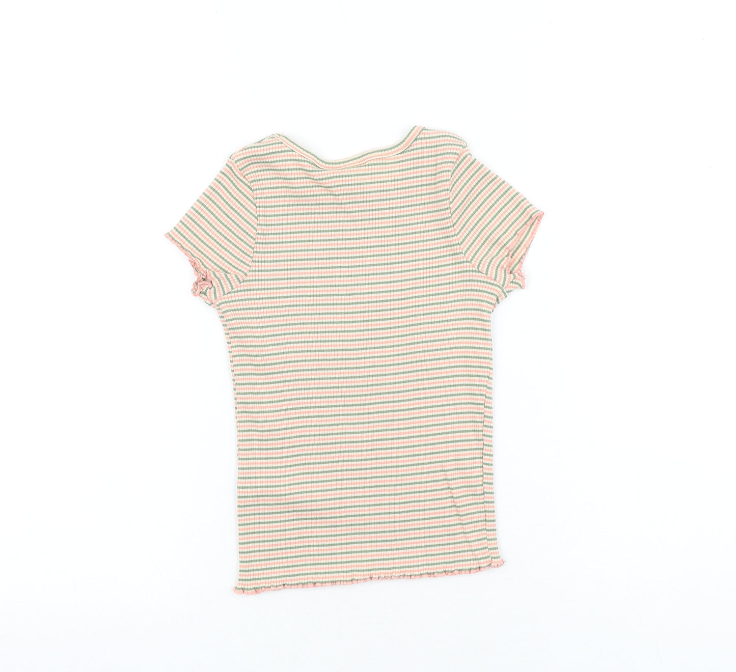 TU Girls Multicoloured Striped Cotton Basic T-Shirt Size 6 Years Round Neck Pullover