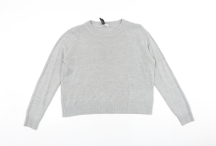 H&M Womens Grey Round Neck Acrylic Pullover Jumper Size M