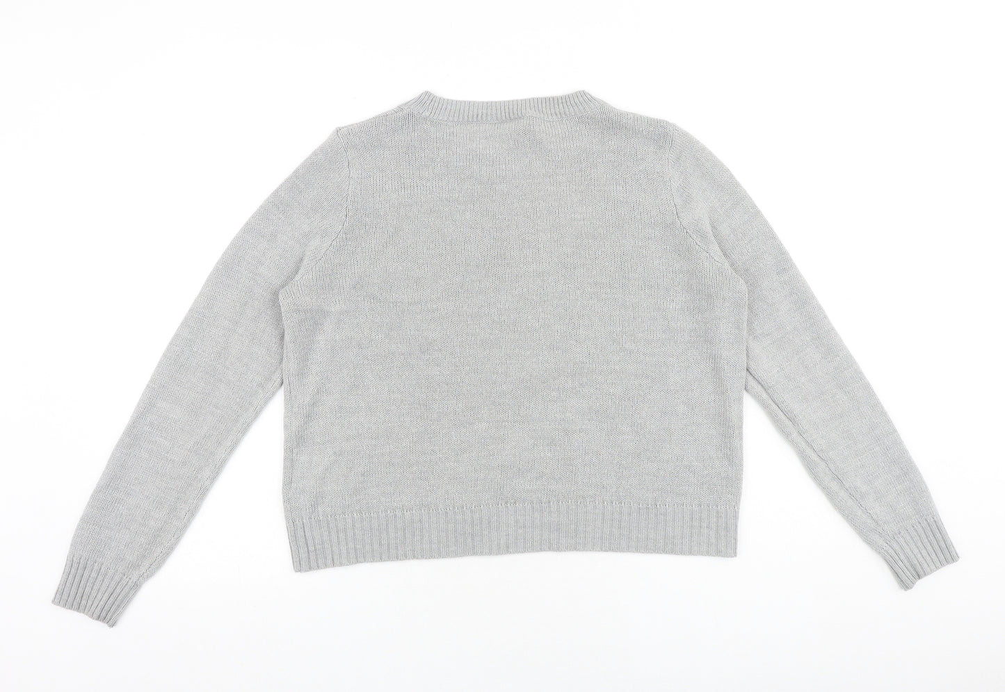 H&M Womens Grey Round Neck Acrylic Pullover Jumper Size M