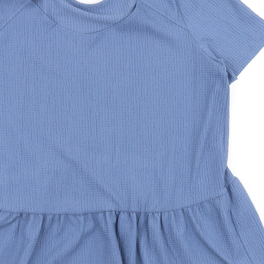 Papaya Womens Blue Polyester Basic Blouse Size 14 Round Neck - Peplum