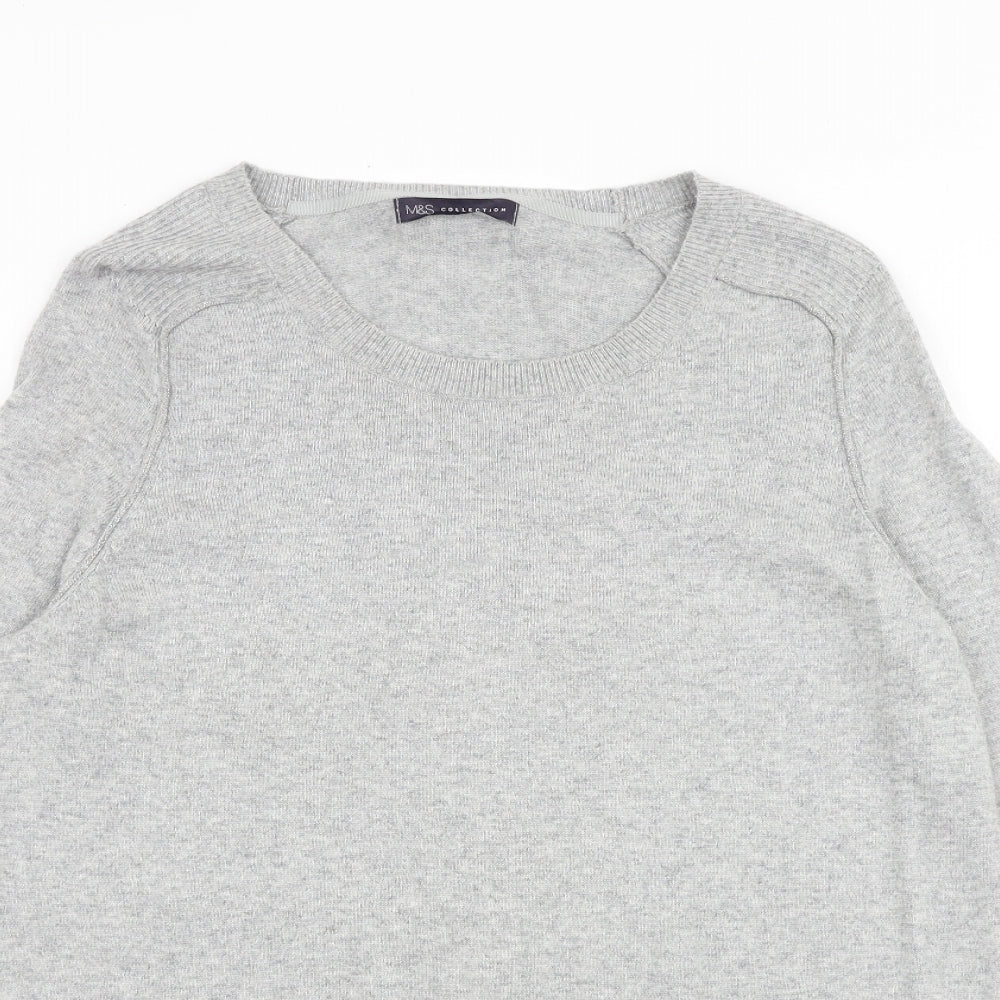 Marks and Spencer Womens Grey Round Neck Acrylic Pullover Jumper Size 14