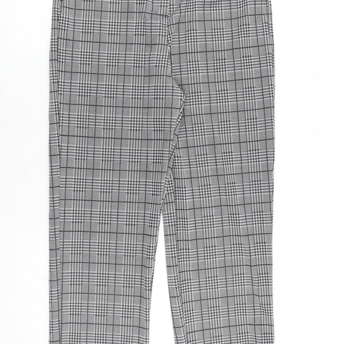Preworn Womens Black Plaid Cotton Trousers Size L Regular Zip