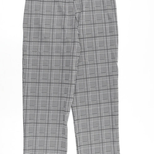 Preworn Womens Black Plaid Cotton Trousers Size L Regular Zip