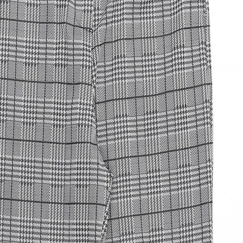 Preworn Womens Black Plaid Cotton Trousers Size L Regular Zip
