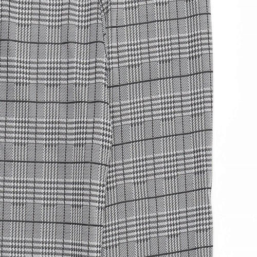 Preworn Womens Black Plaid Cotton Trousers Size L Regular Zip
