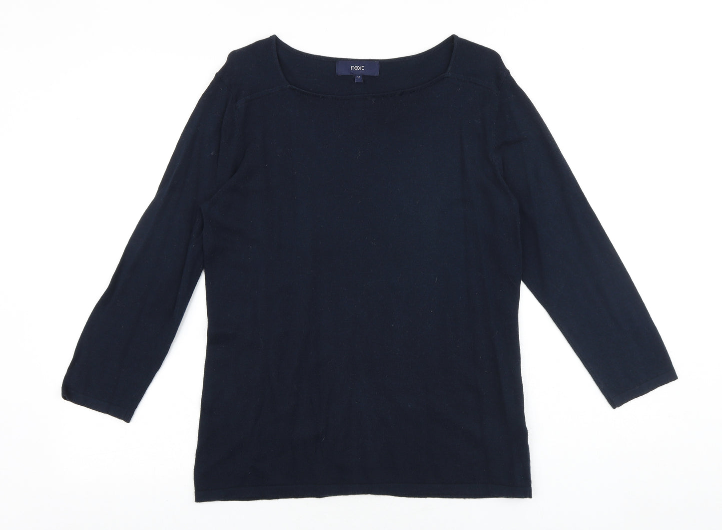 NEXT Womens Blue Square Neck Cotton Pullover Jumper Size 12
