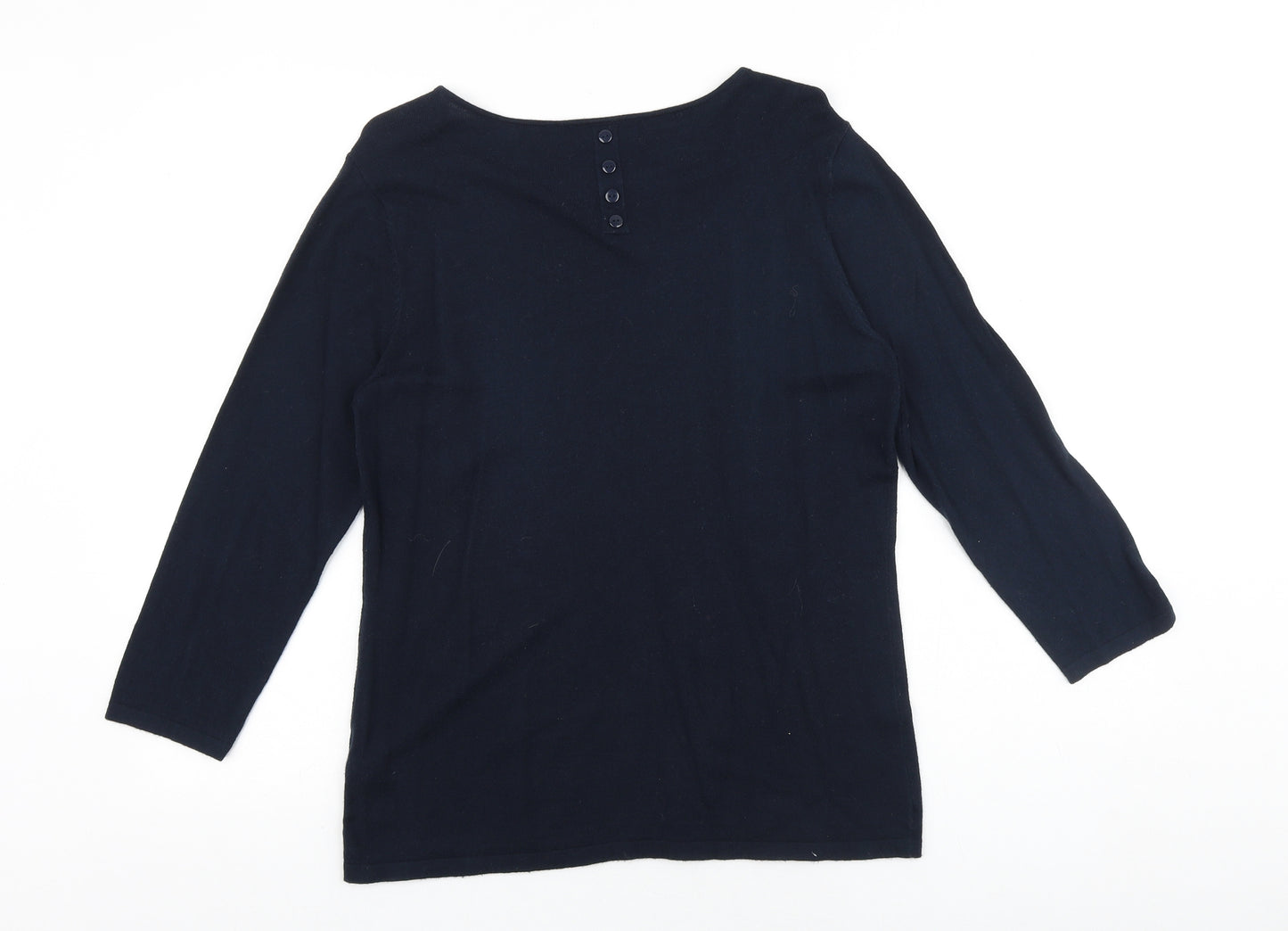 NEXT Womens Blue Square Neck Cotton Pullover Jumper Size 12