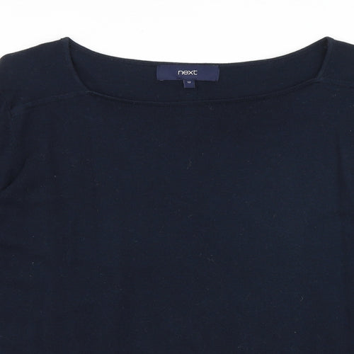 NEXT Womens Blue Square Neck Cotton Pullover Jumper Size 12