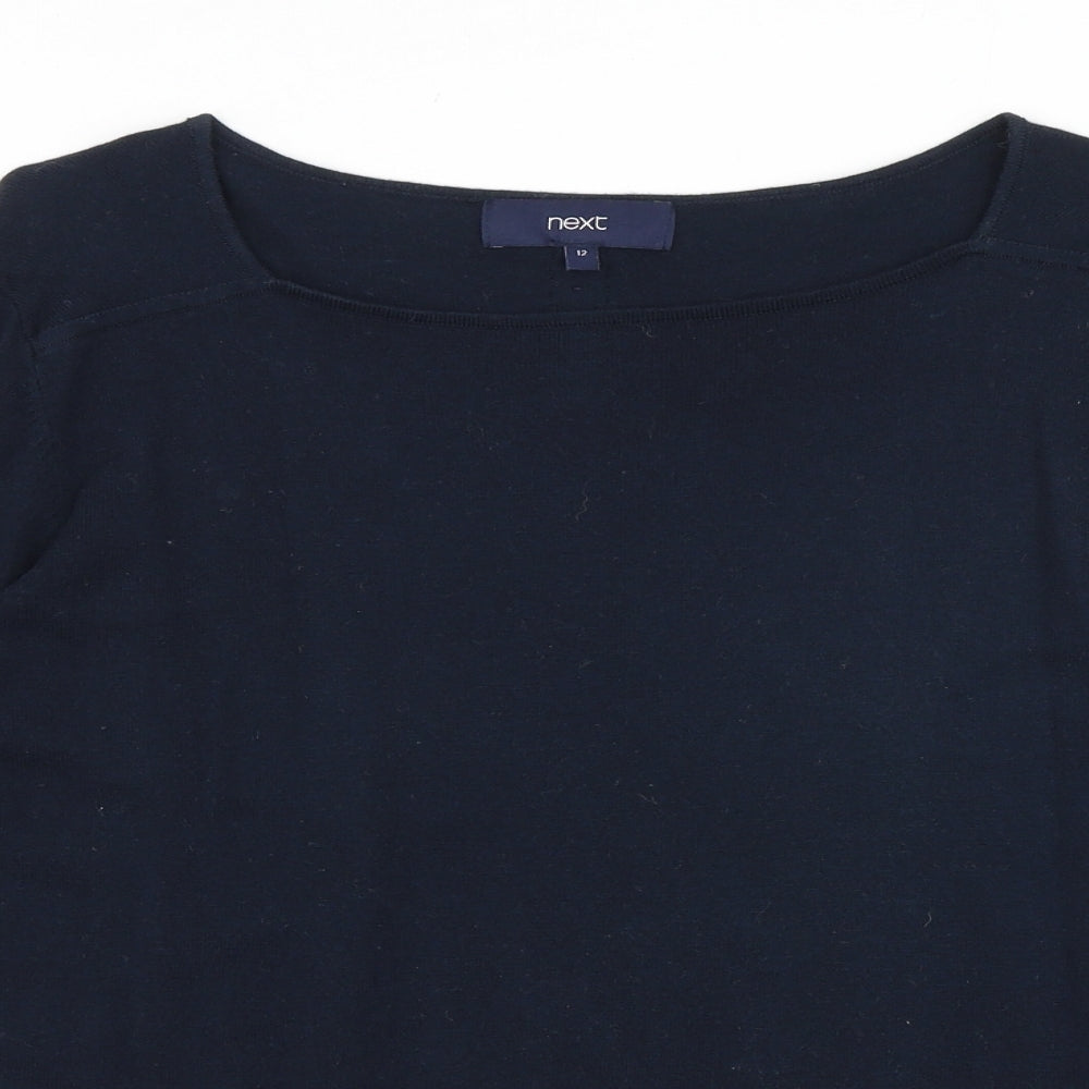 NEXT Womens Blue Square Neck Cotton Pullover Jumper Size 12