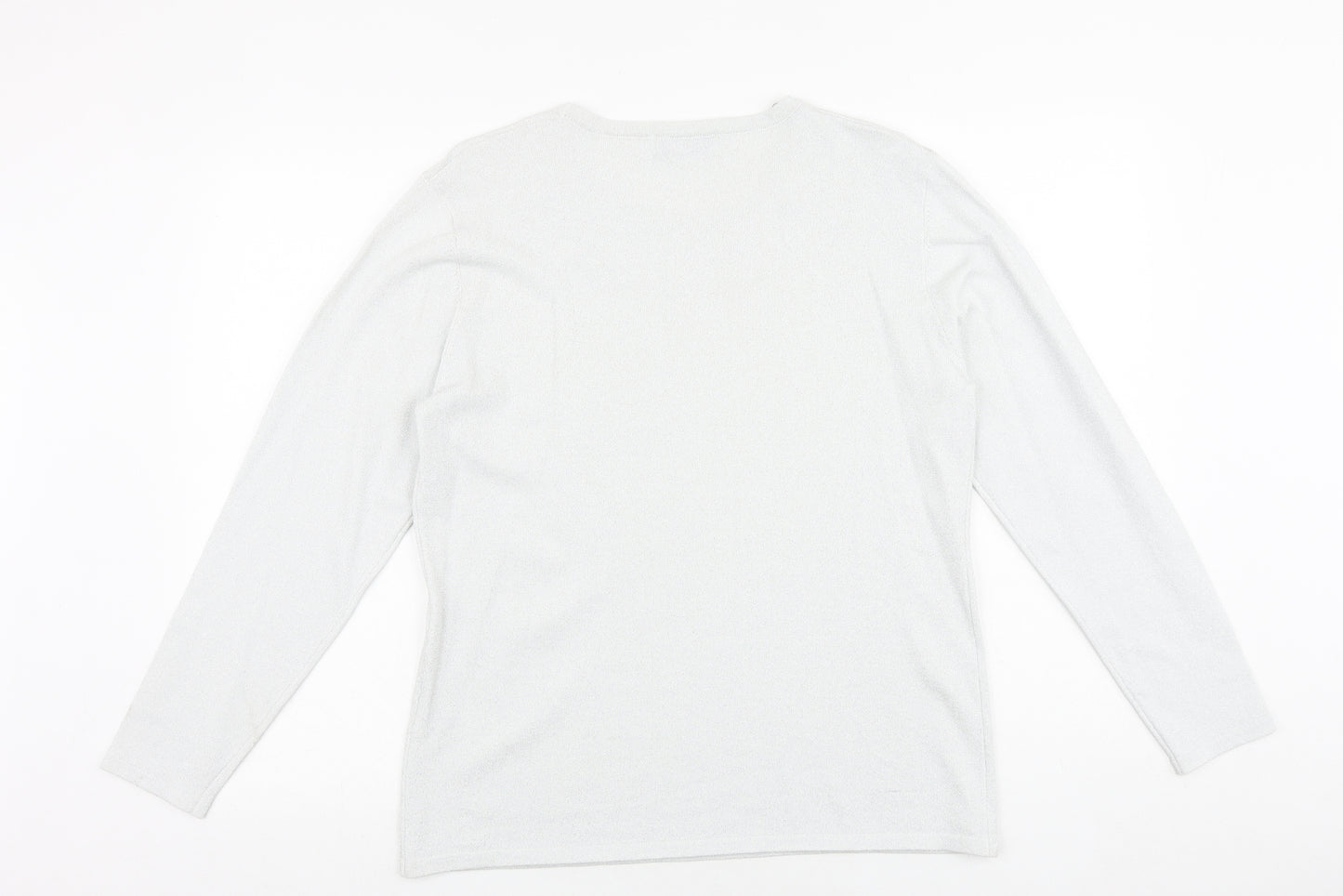 Mudflower Womens Silver Round Neck Viscose Pullover Jumper Size L