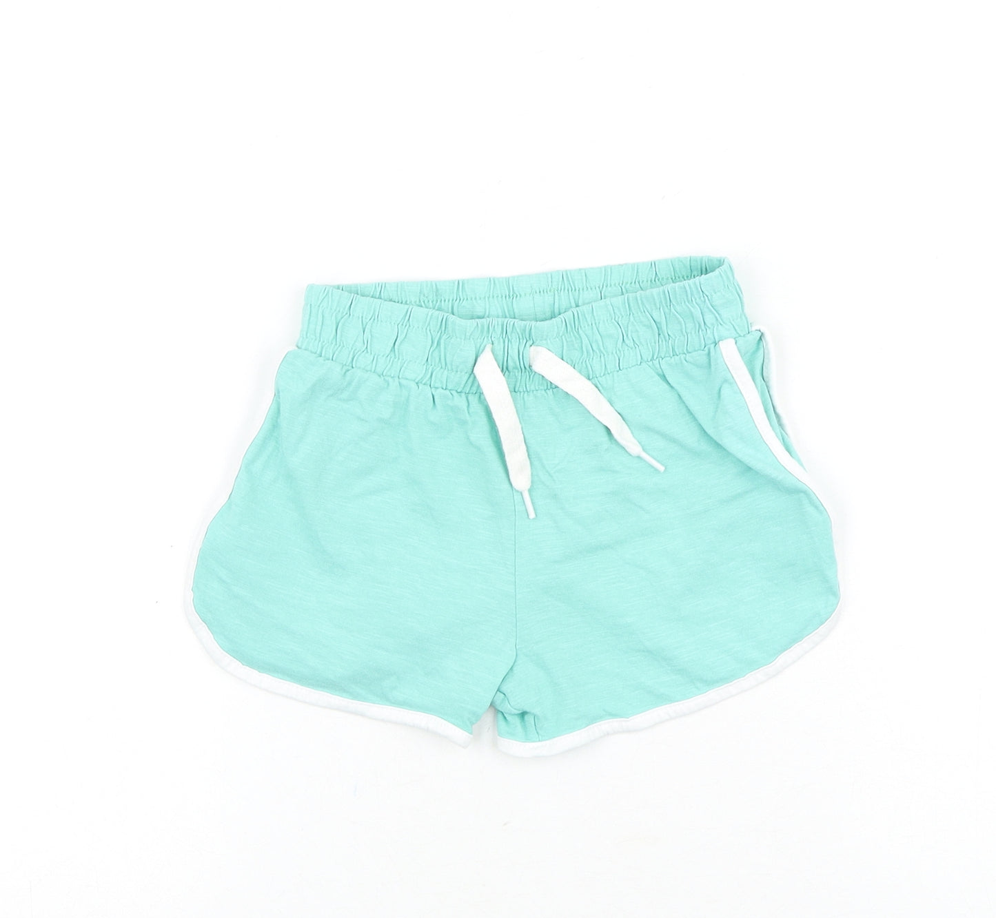 TU Girls Blue 100% Cotton Sweat Shorts Size 7 Years Regular Drawstring