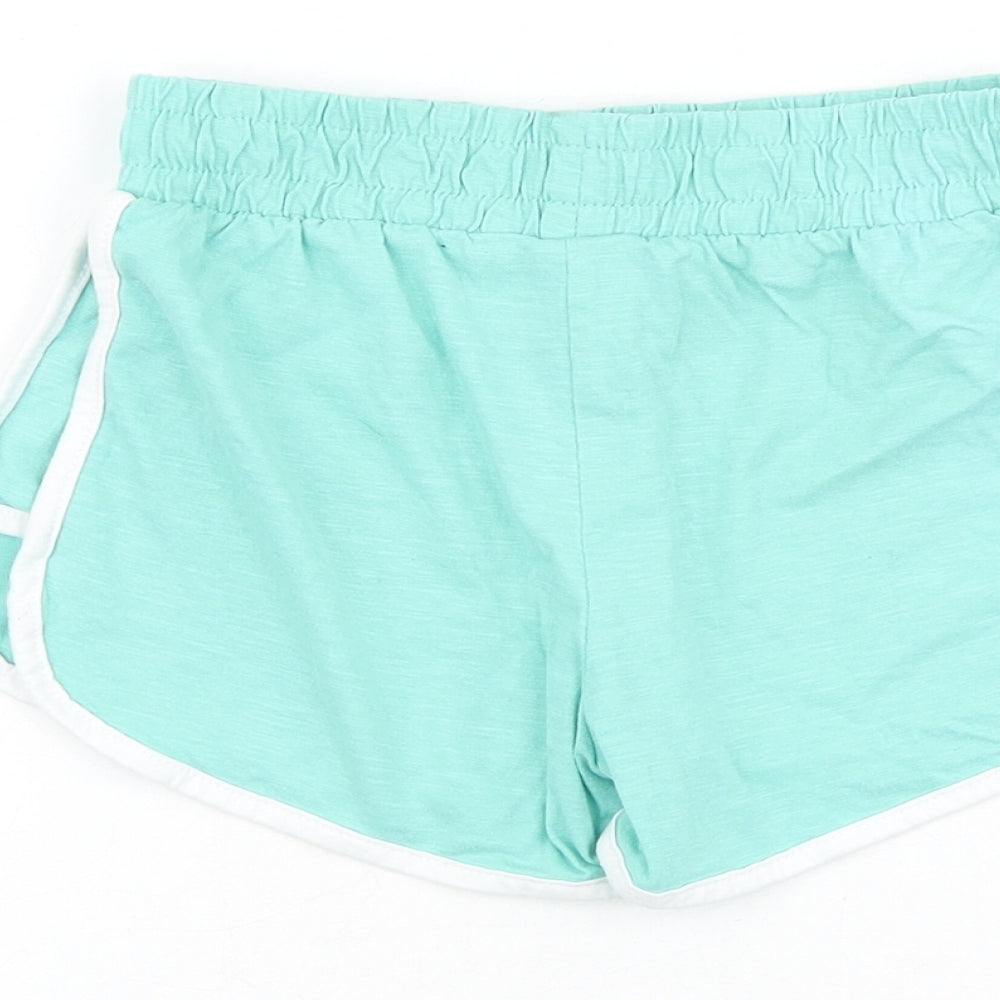 TU Girls Blue 100% Cotton Sweat Shorts Size 7 Years Regular Drawstring