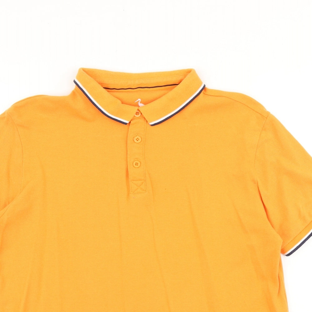 Sth Shore Mens Orange Polyester Polo Size S Collared Button