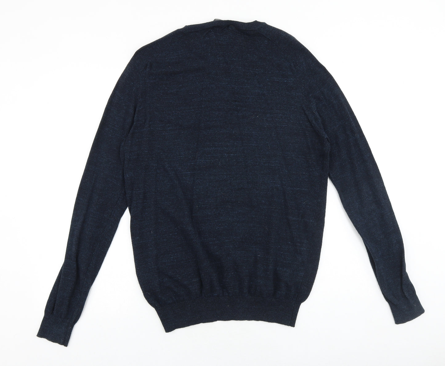 Peacocks Mens Blue Round Neck Cotton Pullover Jumper Size L Long Sleeve