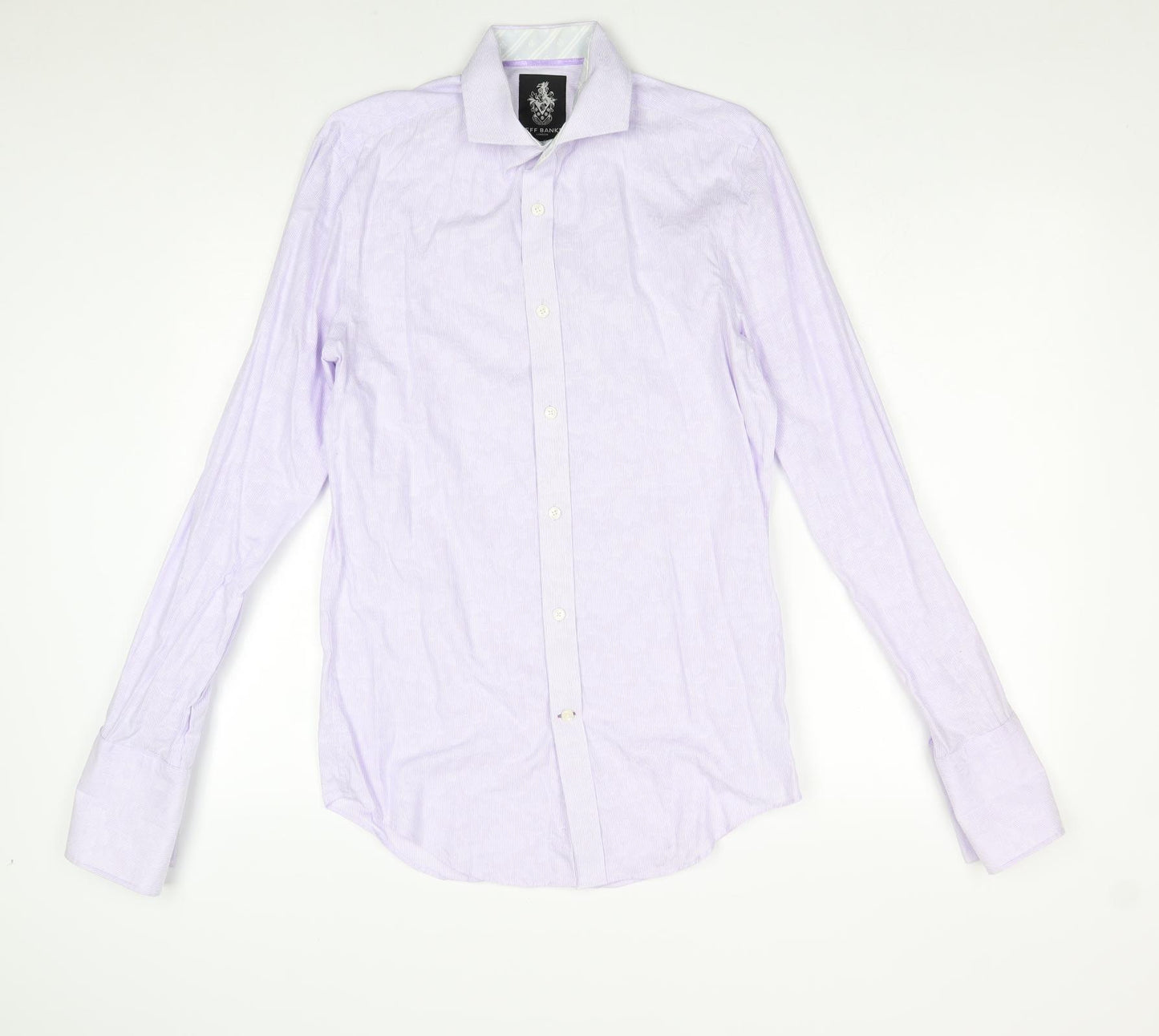 Jeff Banks Mens Purple Geometric 100% Cotton Dress Shirt Size 14.5 Collared Button