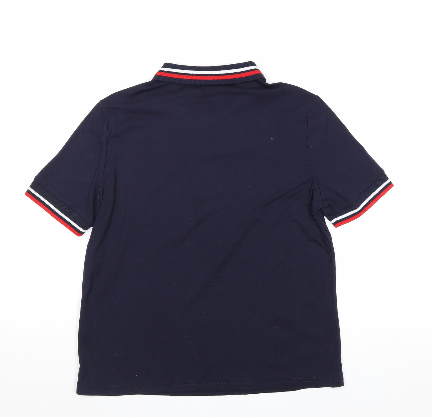 SheIn Boys Blue Polyester Pullover Polo Size M Collared Button - Contrasting Trim