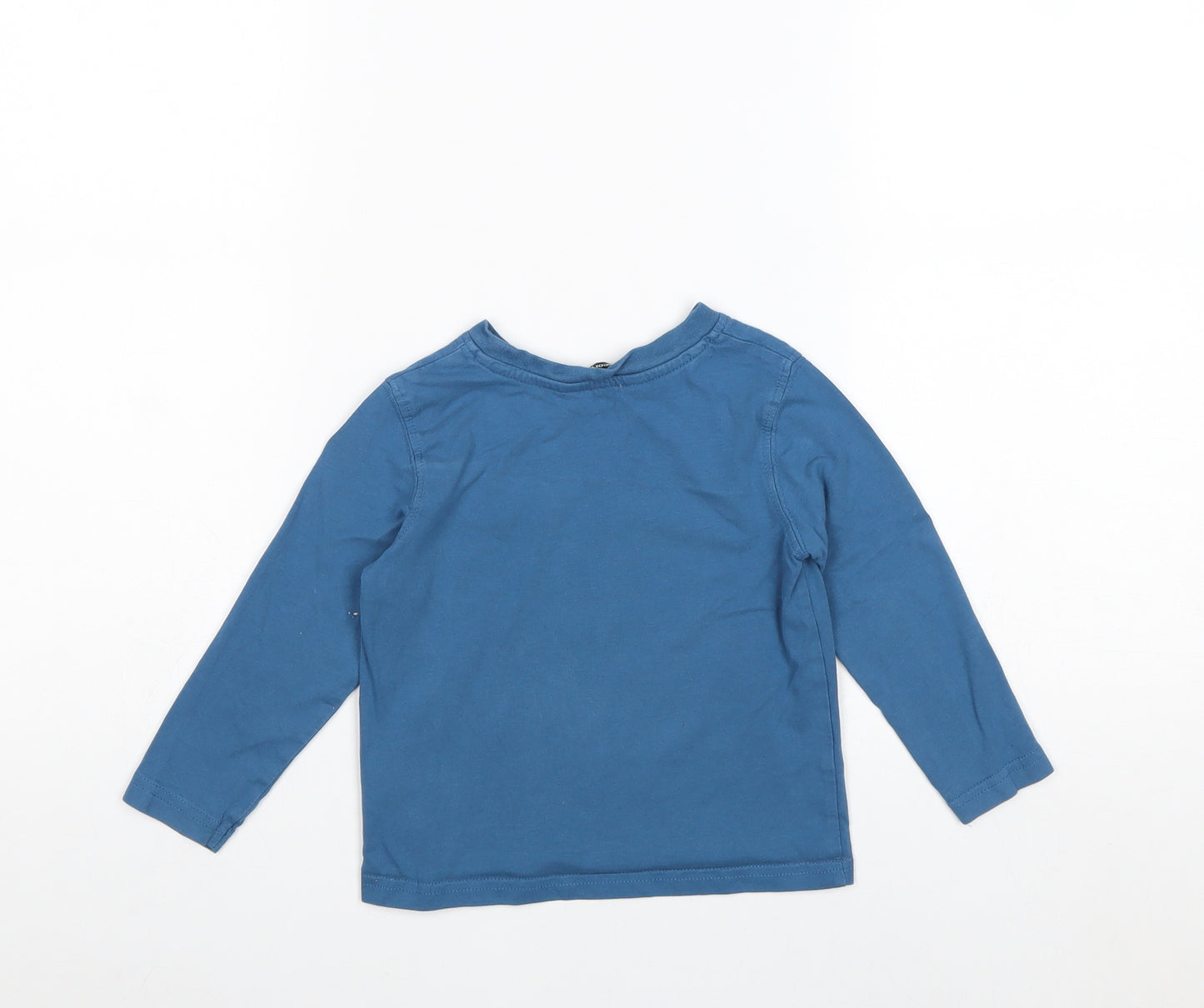 George Boys Blue 100% Cotton Basic T-Shirt Size 18-24 Months Round Neck Pullover - Dinosaur