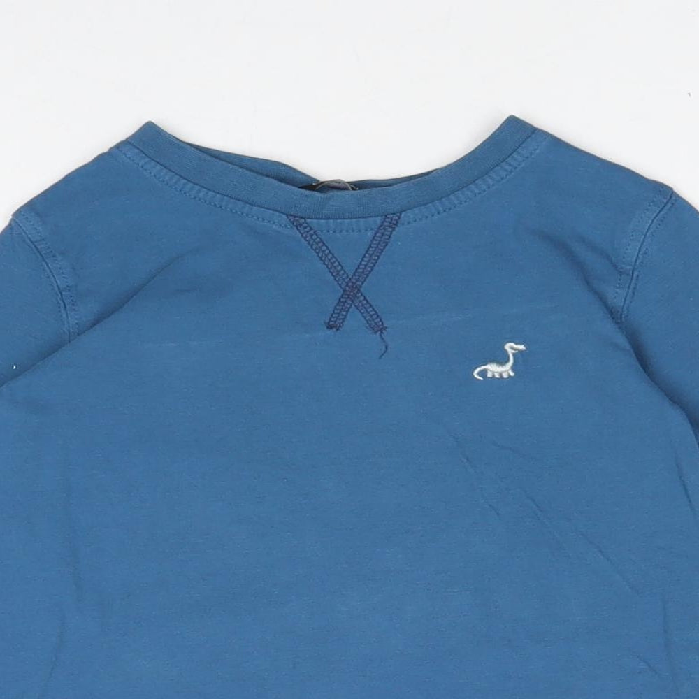 George Boys Blue 100% Cotton Basic T-Shirt Size 18-24 Months Round Neck Pullover - Dinosaur