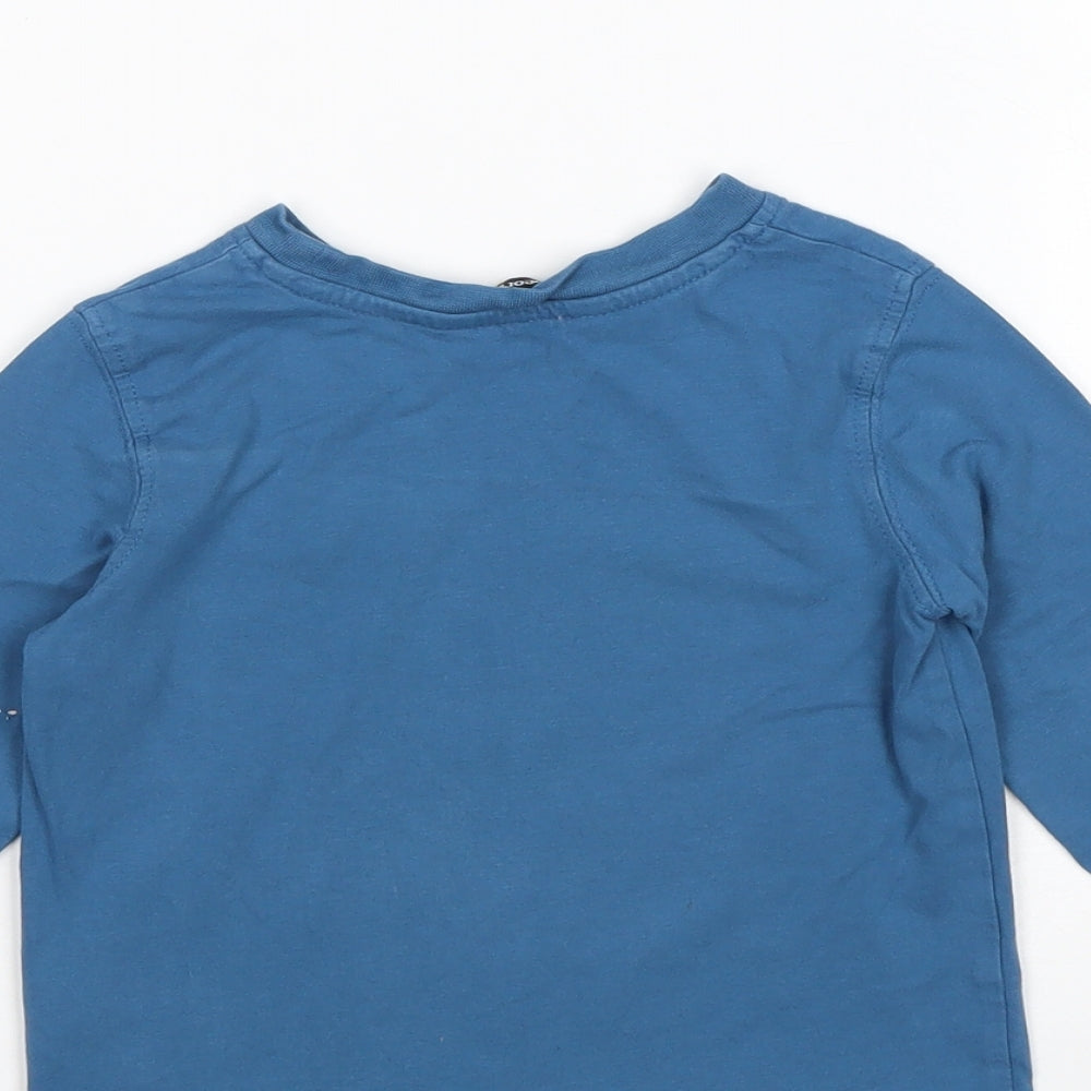 George Boys Blue 100% Cotton Basic T-Shirt Size 18-24 Months Round Neck Pullover - Dinosaur