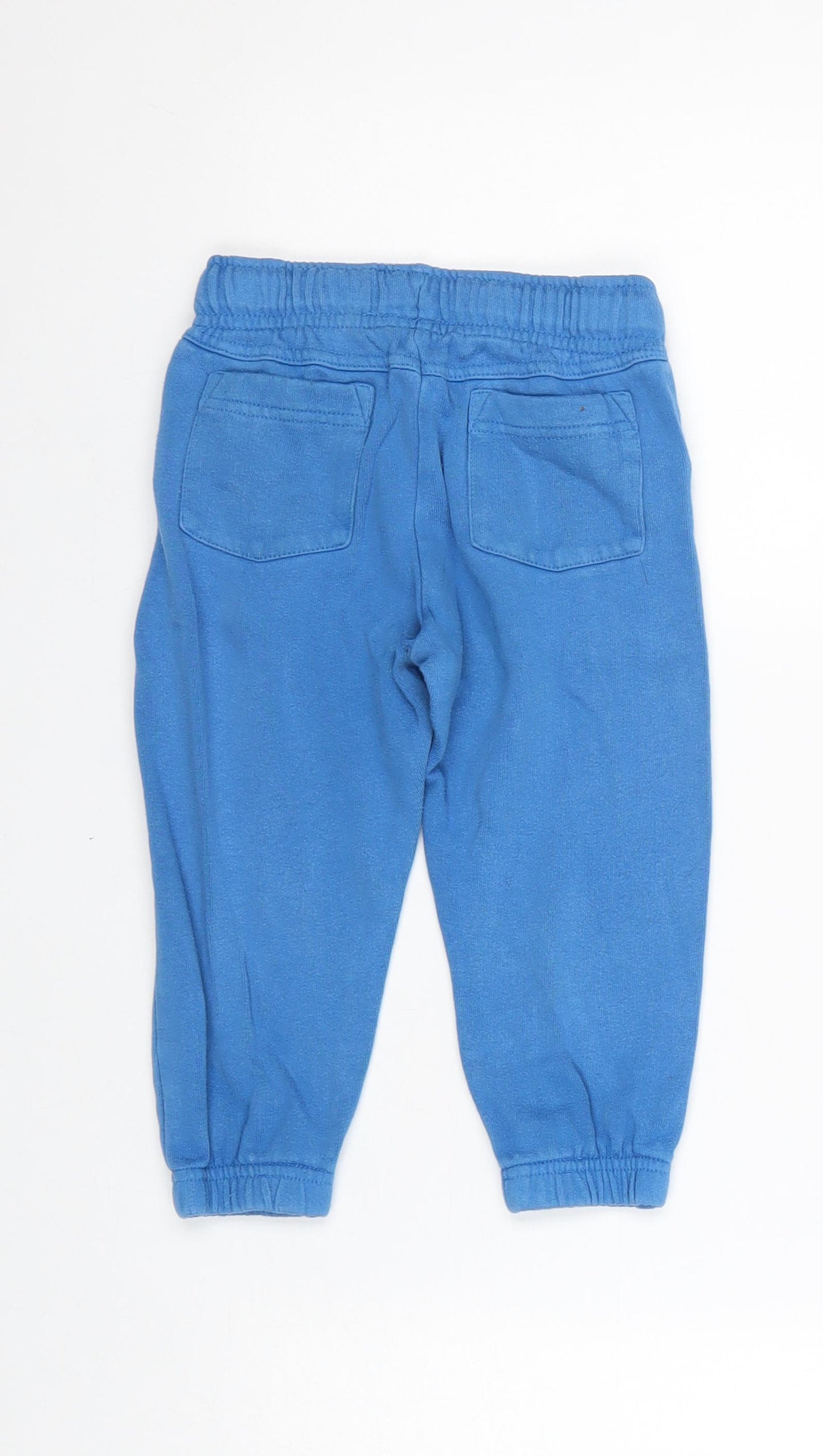 F&F Boys Blue 100% Cotton Jogger Trousers Size 18-24 Months Drawstring