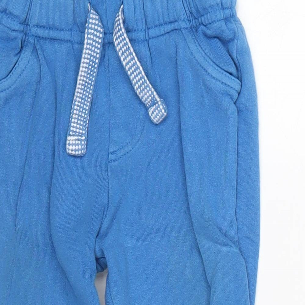 F&F Boys Blue 100% Cotton Jogger Trousers Size 18-24 Months Drawstring