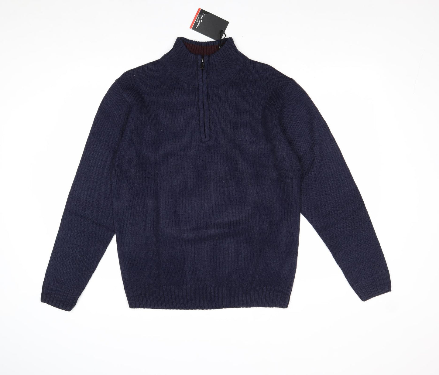 Pierre Cardin Mens Blue High Neck Acrylic Pullover Jumper Size S Long Sleeve