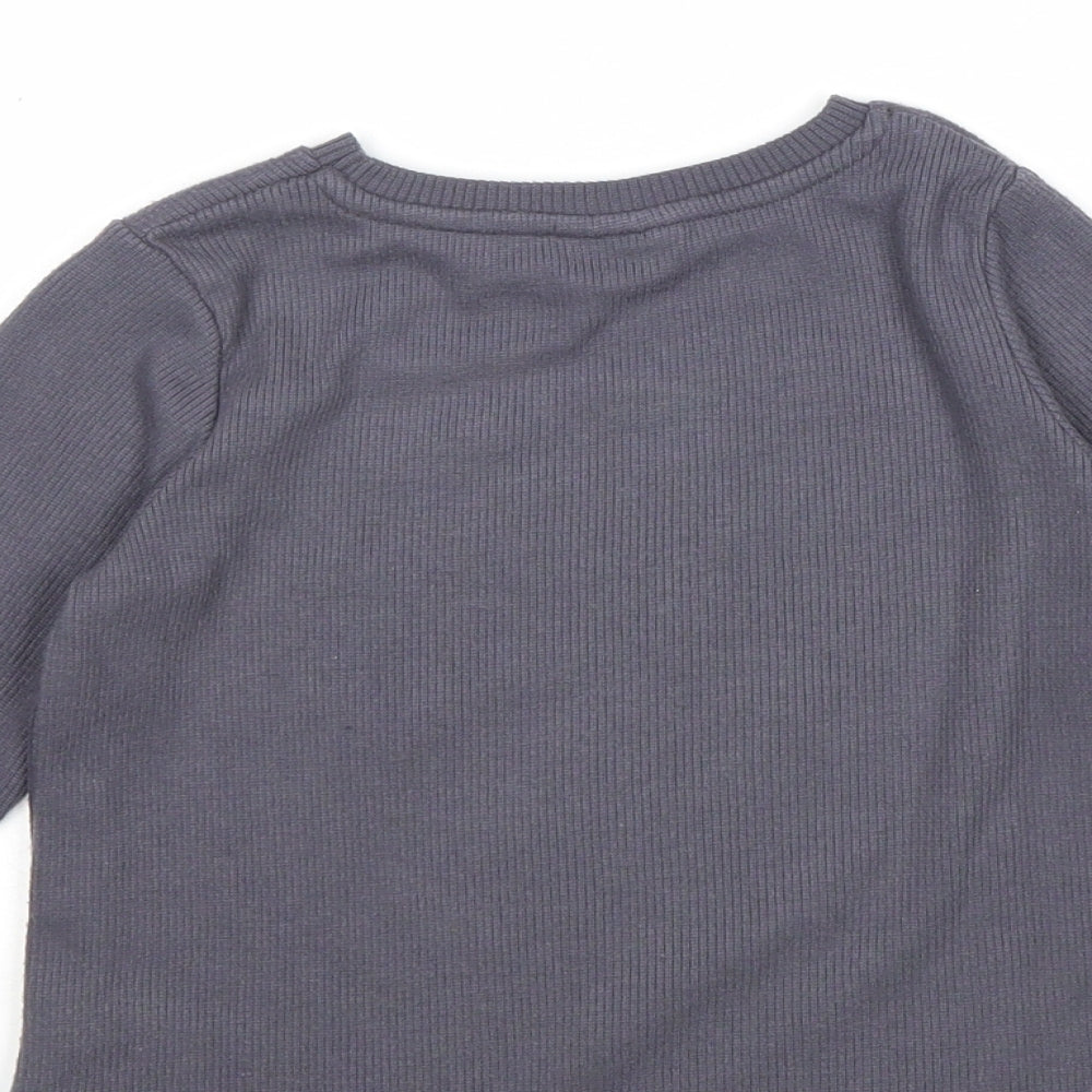 George Girls Grey Polyester Basic T-Shirt Size 4-5 Years Round Neck Pullover - Minnie Mouse