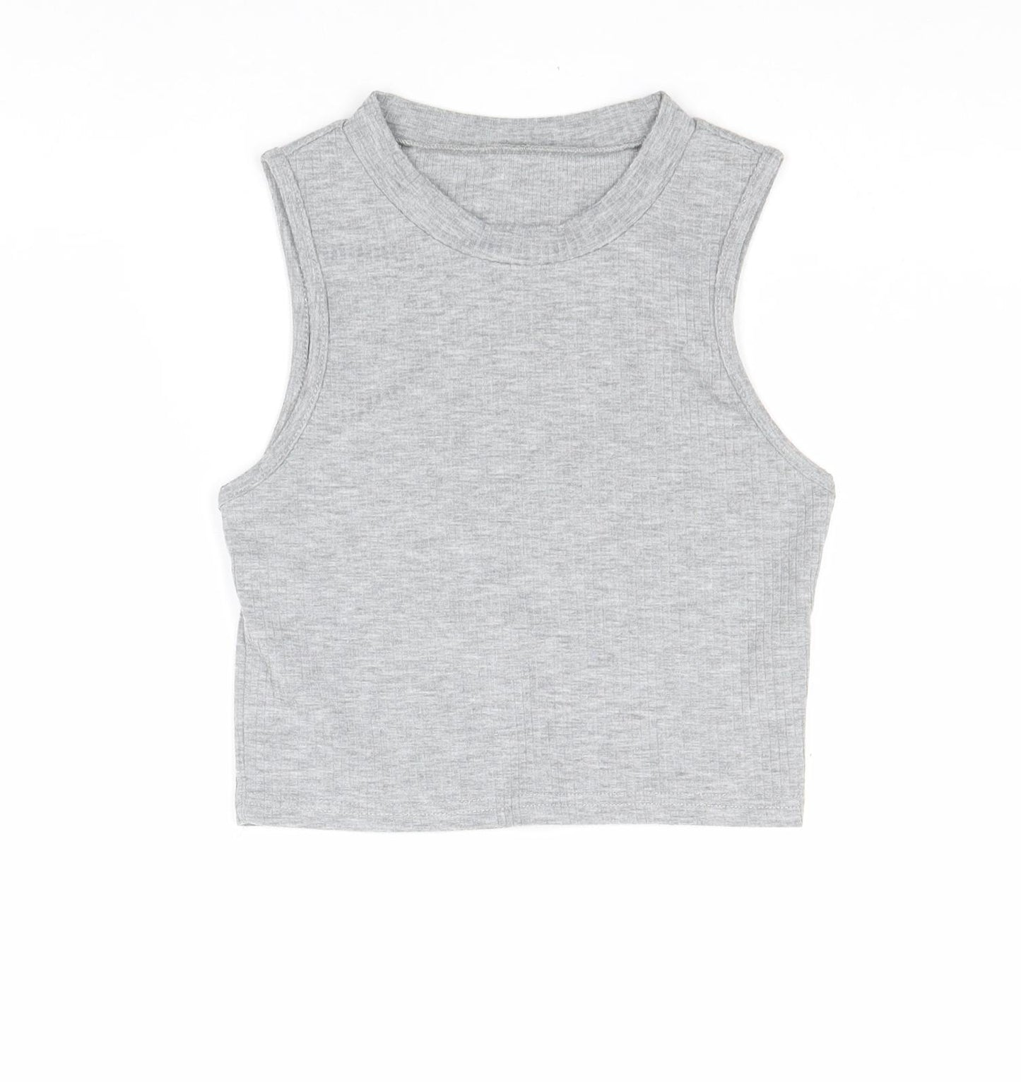 SheIn Womens Grey Cotton Basic Tank Size S Round Neck